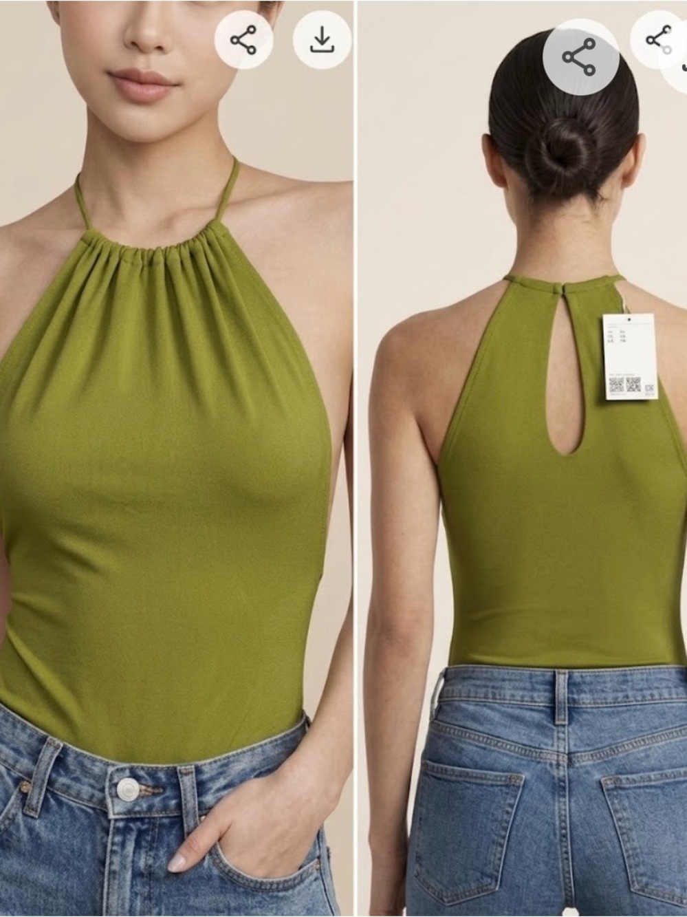 🌹✅H&M Olive Green Halter Tank Top